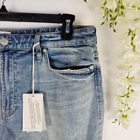 New Dear John Ivy Shorts Size 33 High Rise Distressed Denim Cutoff Short Raw Hem - Picture 5 of 13